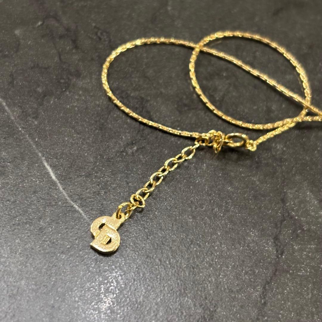 未使用級　クリスチャンディオール　CDロゴ ネックレス　ストーン　金