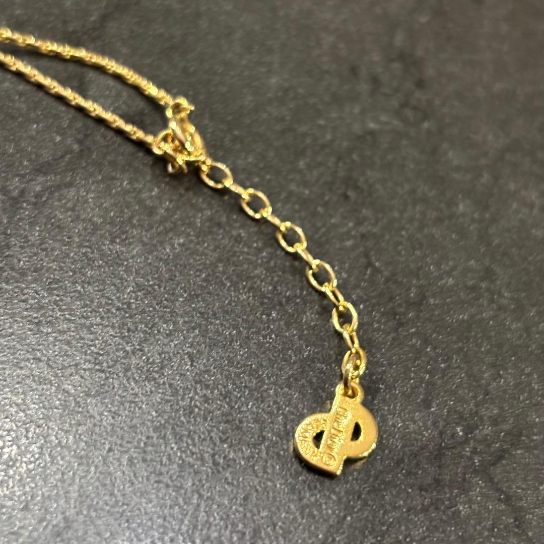 未使用級　クリスチャンディオール　CDロゴ ネックレス　ストーン　金