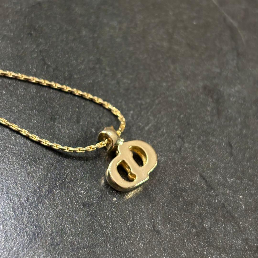 未使用級　クリスチャンディオール　CDロゴ ネックレス　ストーン　金