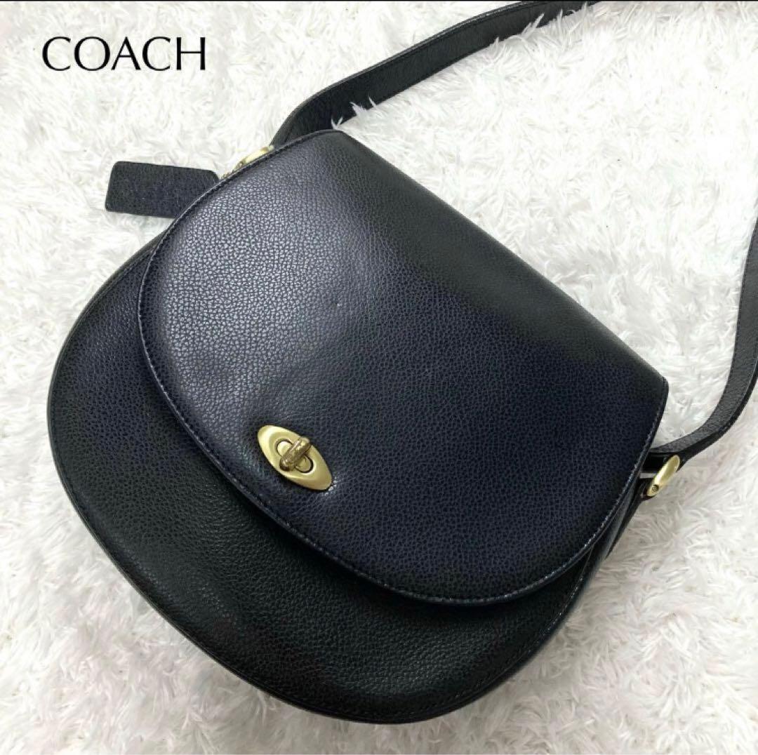 ★美品★ オールドコーチ マディソン 黒 ショルダーバッグ 金具 ターンロック