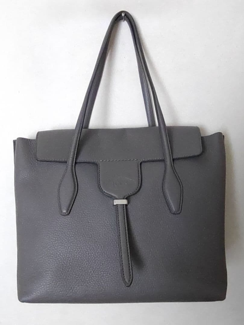 TOD'S グレー レザー トートバッグ