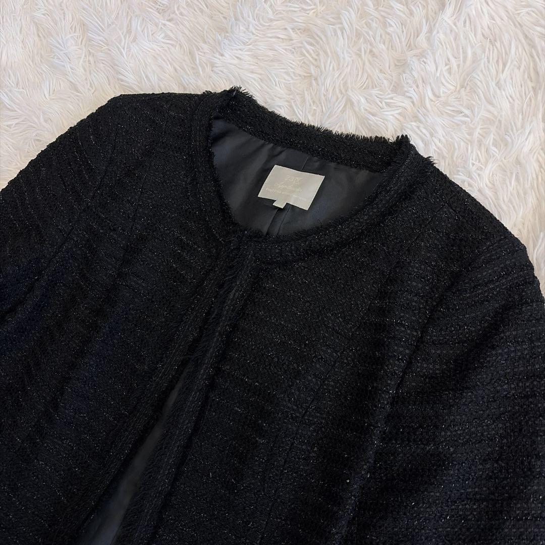 良品☆大きいサイズ 23区 ツイード ノーカラージャケット フォーマル 卒園卒業