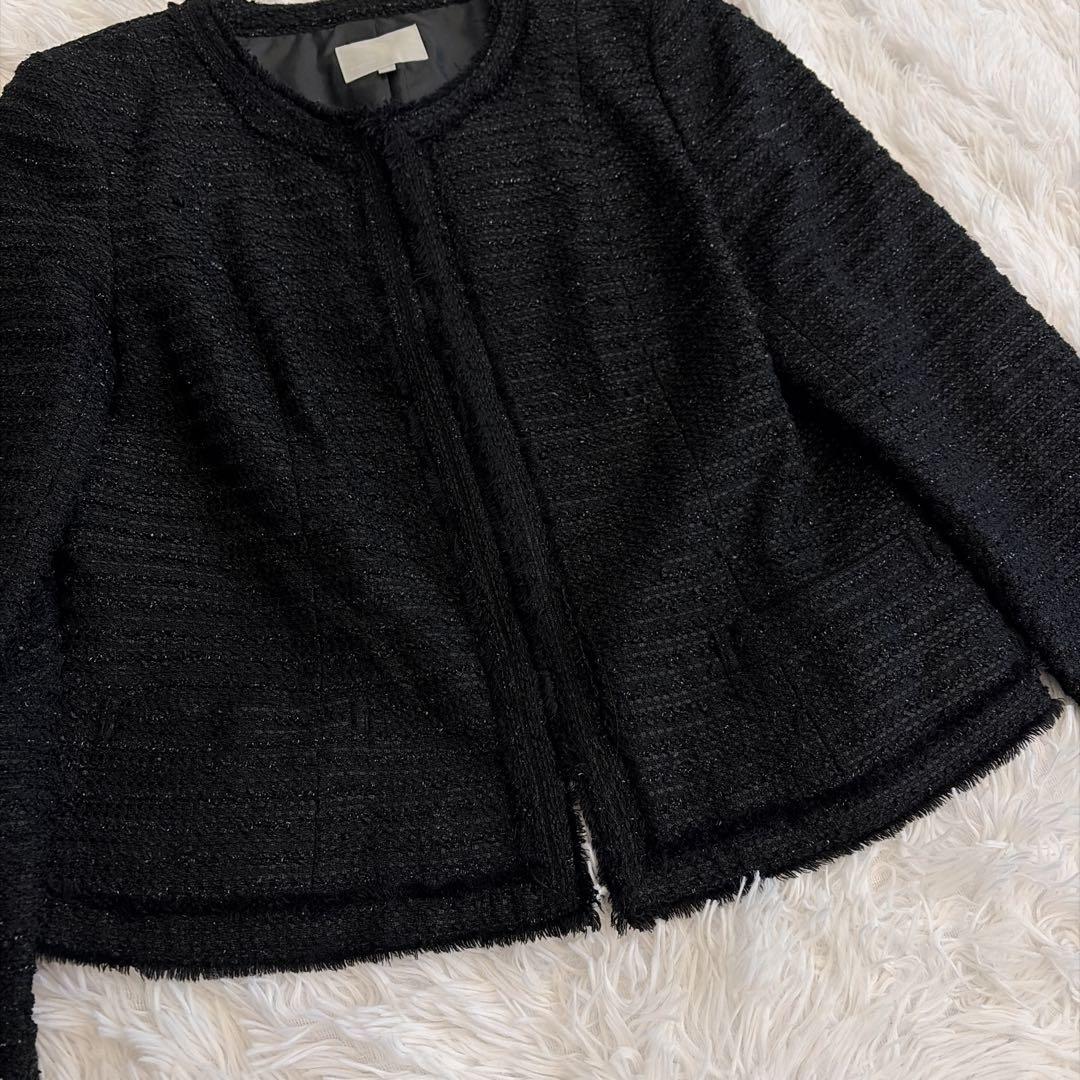 良品☆大きいサイズ 23区 ツイード ノーカラージャケット フォーマル 卒園卒業