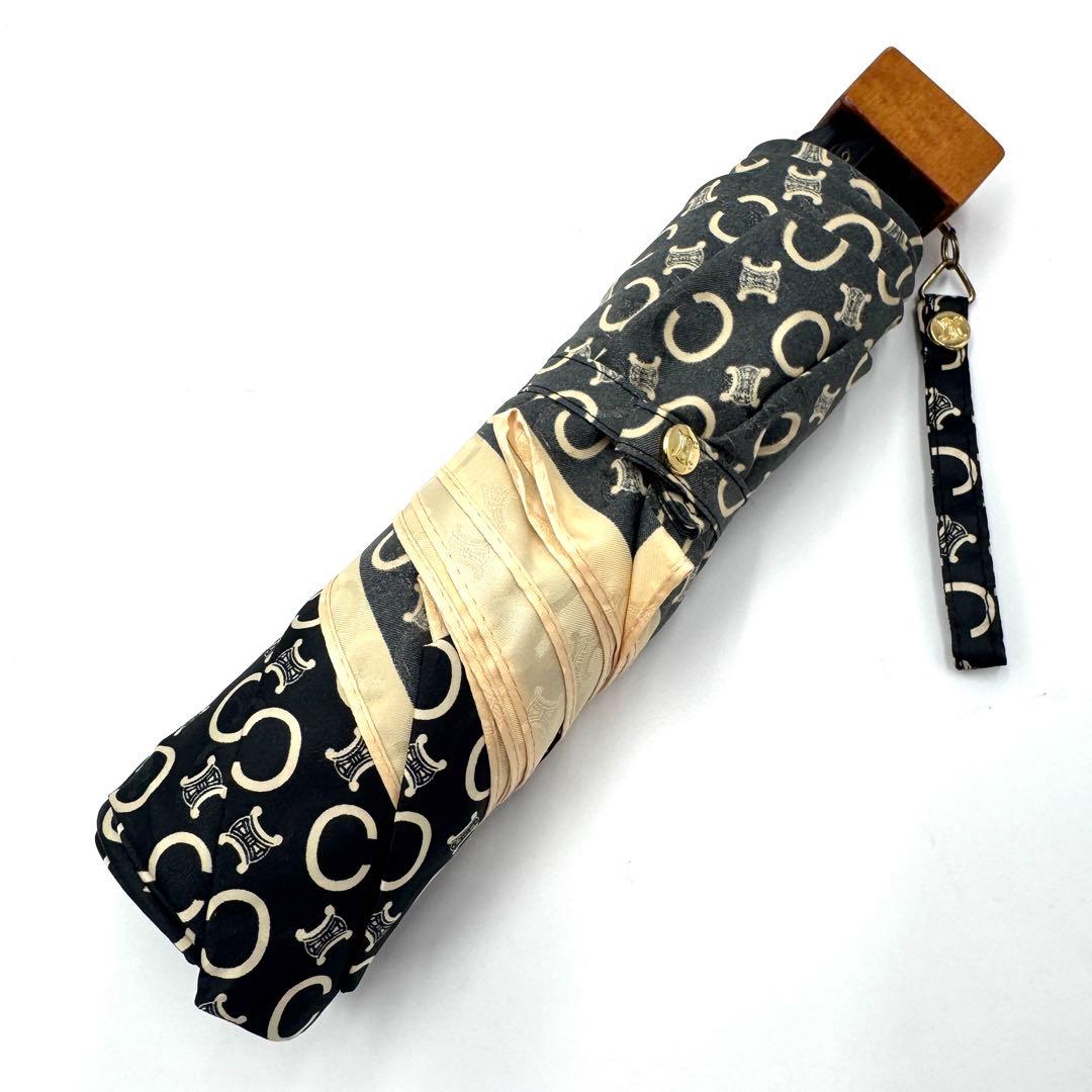 【美品】CELINE セリーヌ 折り畳み傘 ブラック Cマカダム