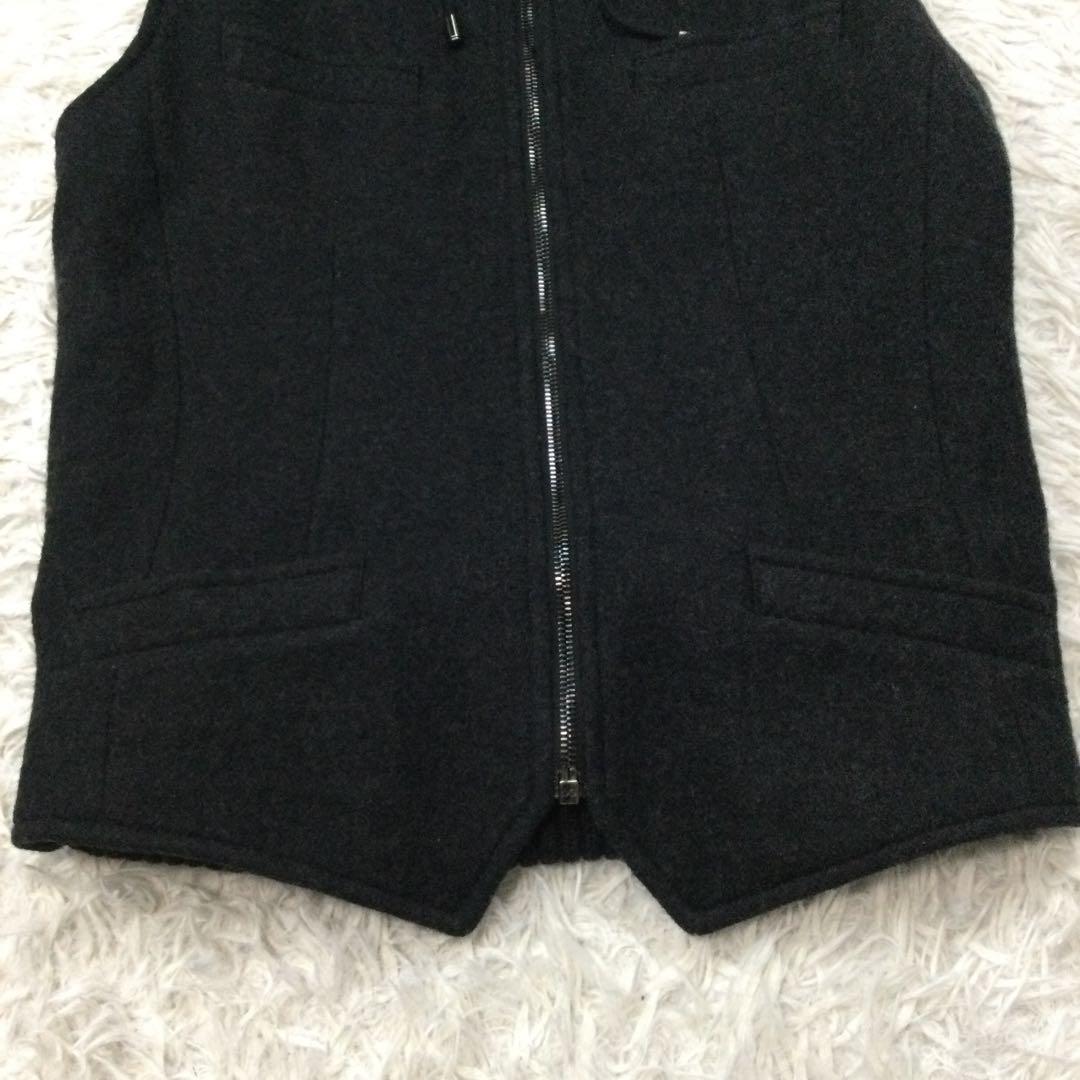 美品★DOLCE&GABBANA フーデッド ウール ベスト 濃灰 36