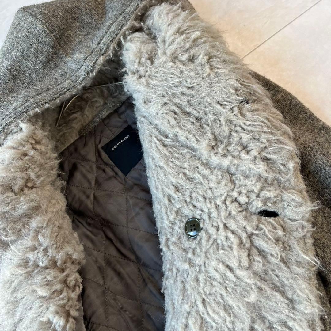 pas de calais 美品 ウールフードコート グレー 38