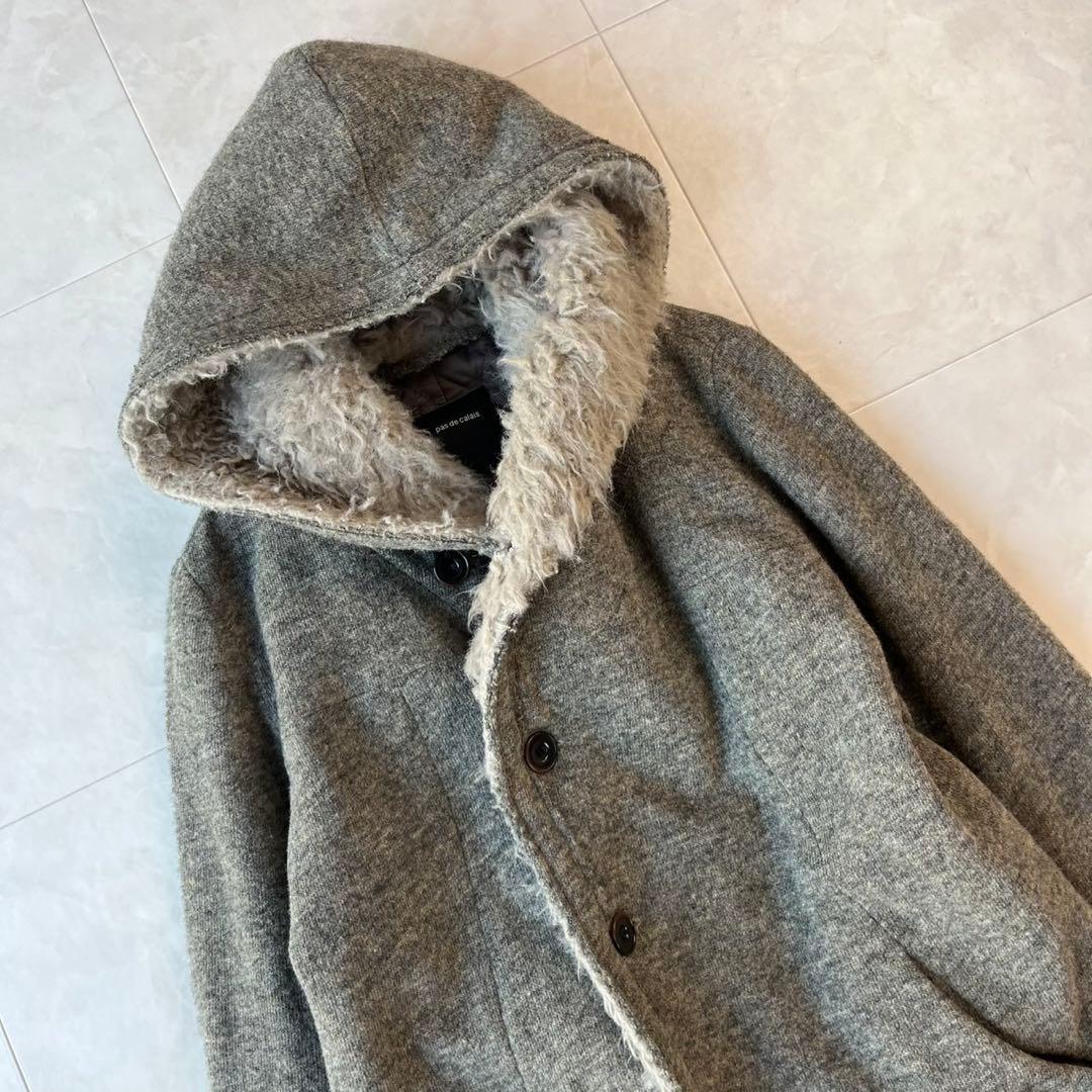 pas de calais 美品 ウールフードコート グレー 38