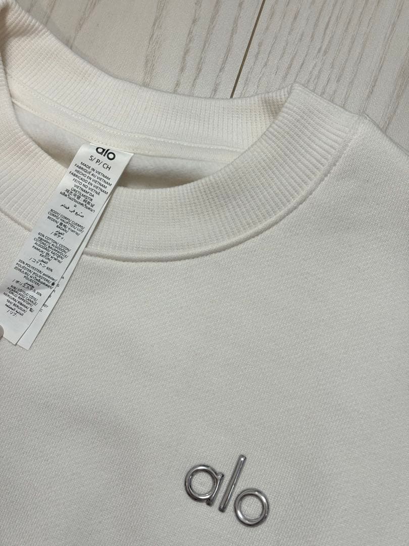 alo クロップド Accolade クルーネック Ivory アイボリー S