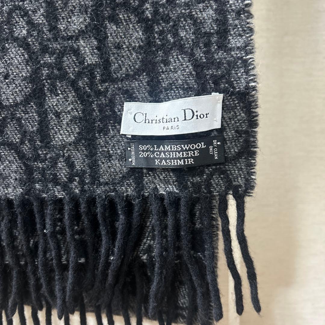 Christian Dior マフラー グレー 50%ラムウール 20%カシミヤ