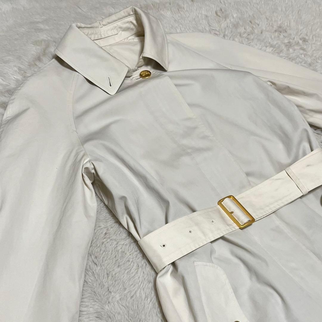 バーバリー　金ボタン　ノバチェック　ベルト　白系　ステンカラー　ロングコート