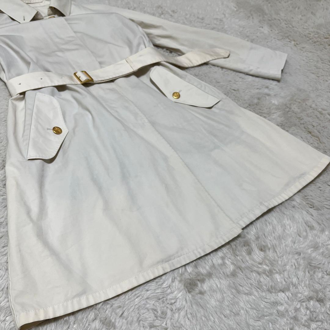 バーバリー　金ボタン　ノバチェック　ベルト　白系　ステンカラー　ロングコート