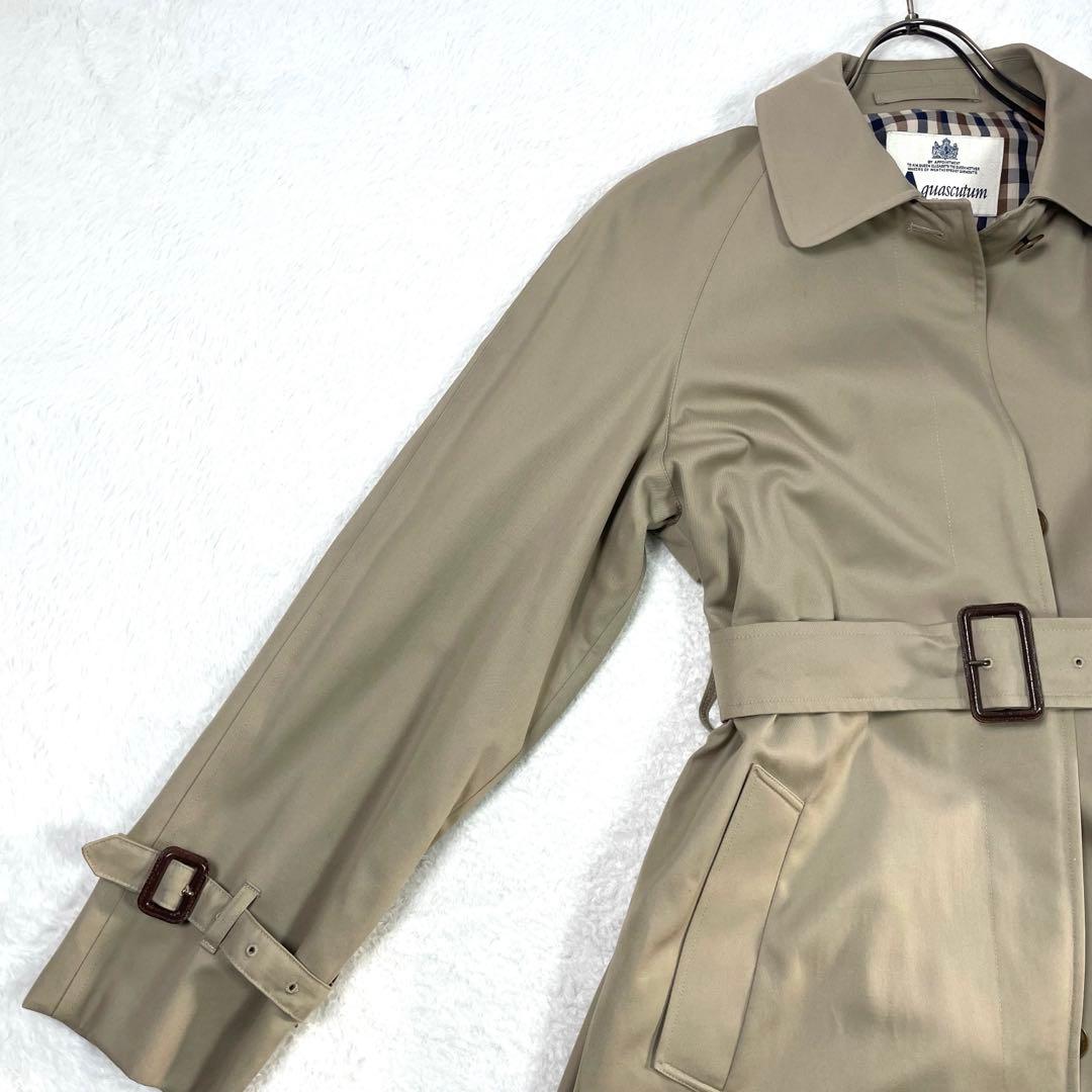 美品✨アクアスキュータム トレンチコート イギリス製 ギンガムチェック