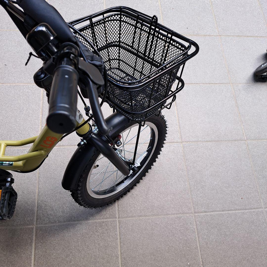 LOG 幼児用自転車 ベージュ 前面バスケット、補助輪付き