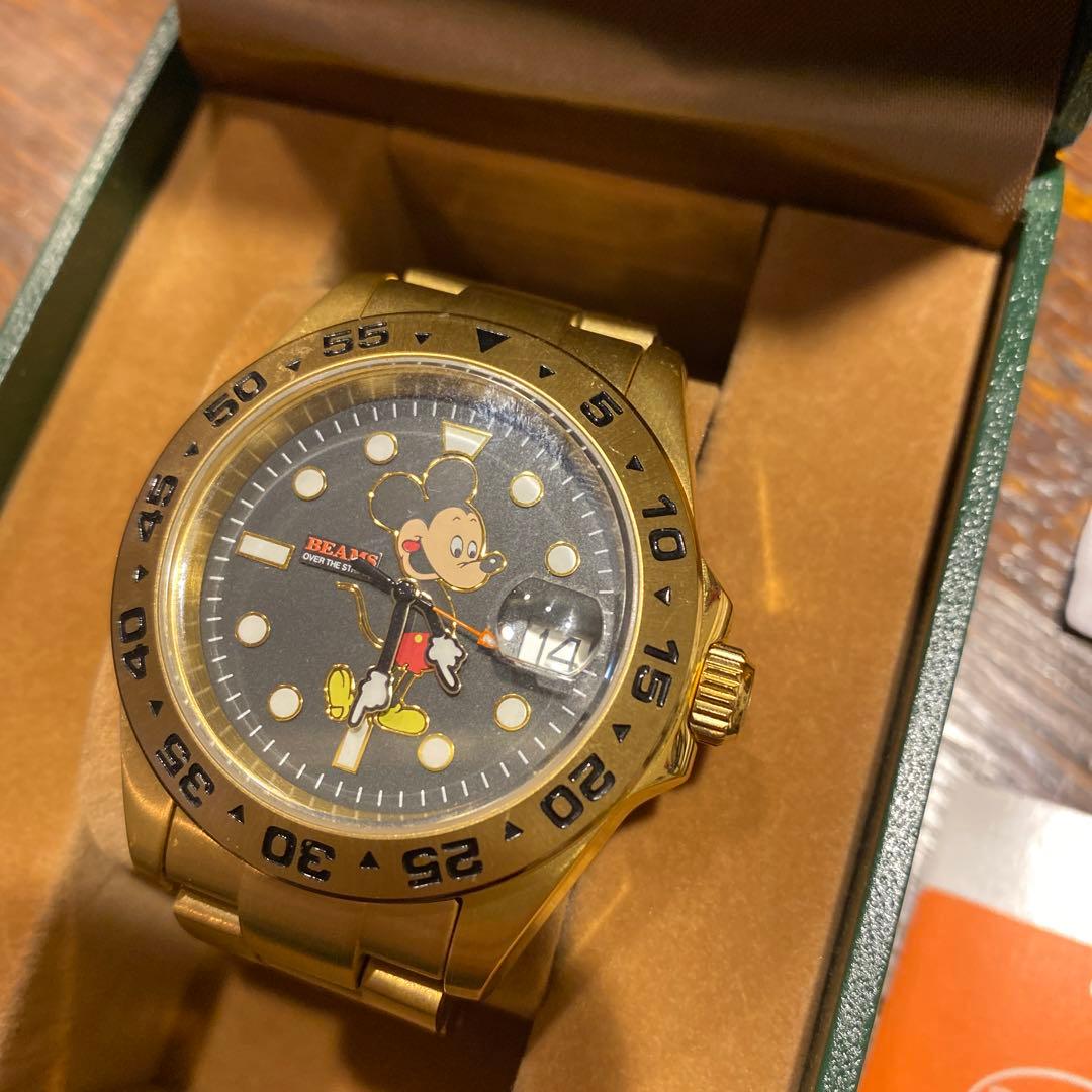 BEAMS × OVER THE STRIPES ミッキー 腕時計 ゴールド