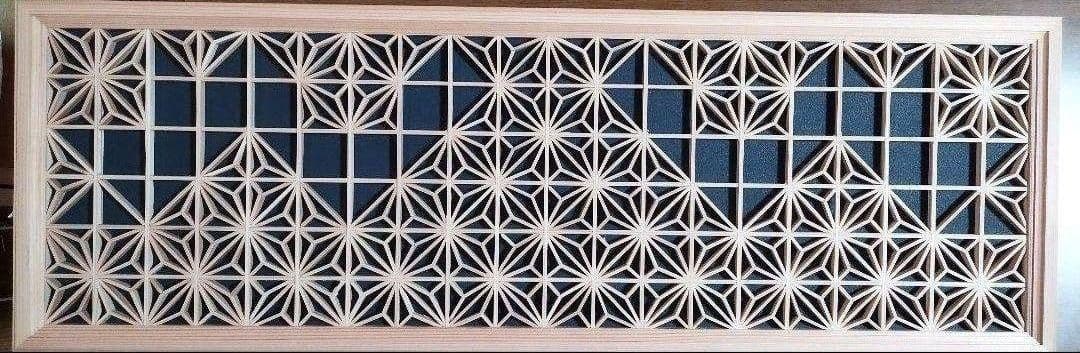 117 麻の葉組子入り　２枚一組　木製額縁