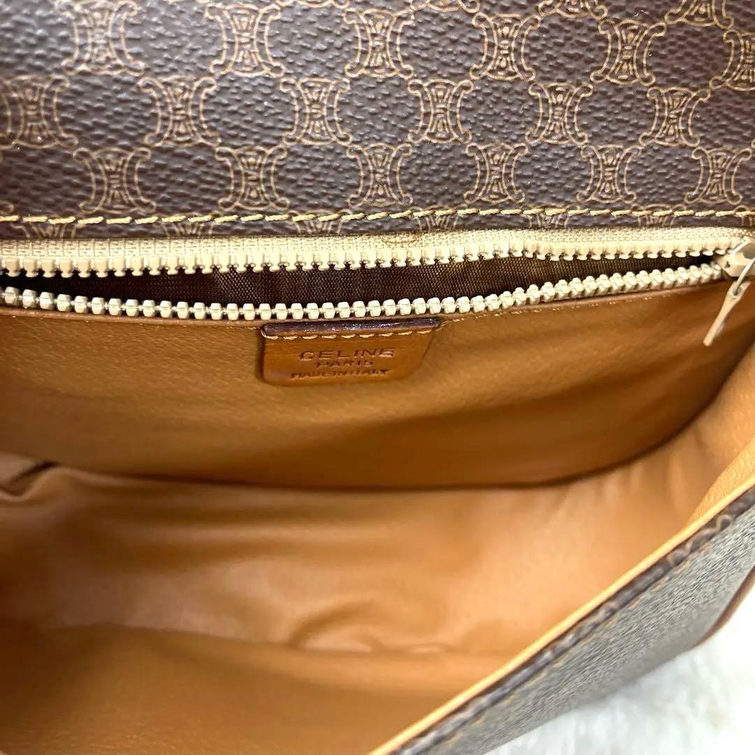 美品　セリーヌ　CELINE マカダム　ブラウン　ショルダーバッグ　レザー
