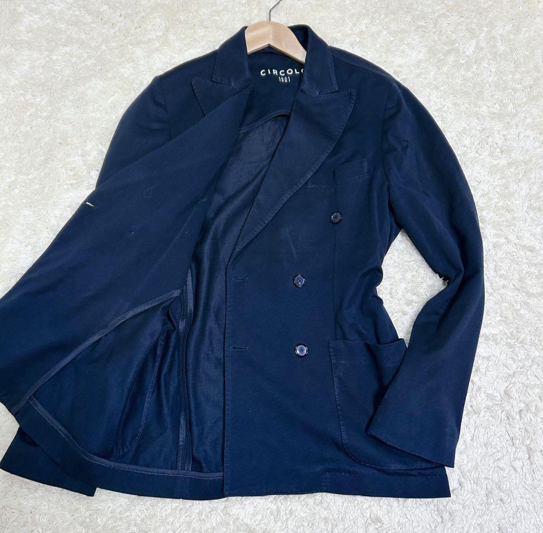 チルコロ1901 テーラードジャケット 鹿の子 ダブルボタン ネイビー L