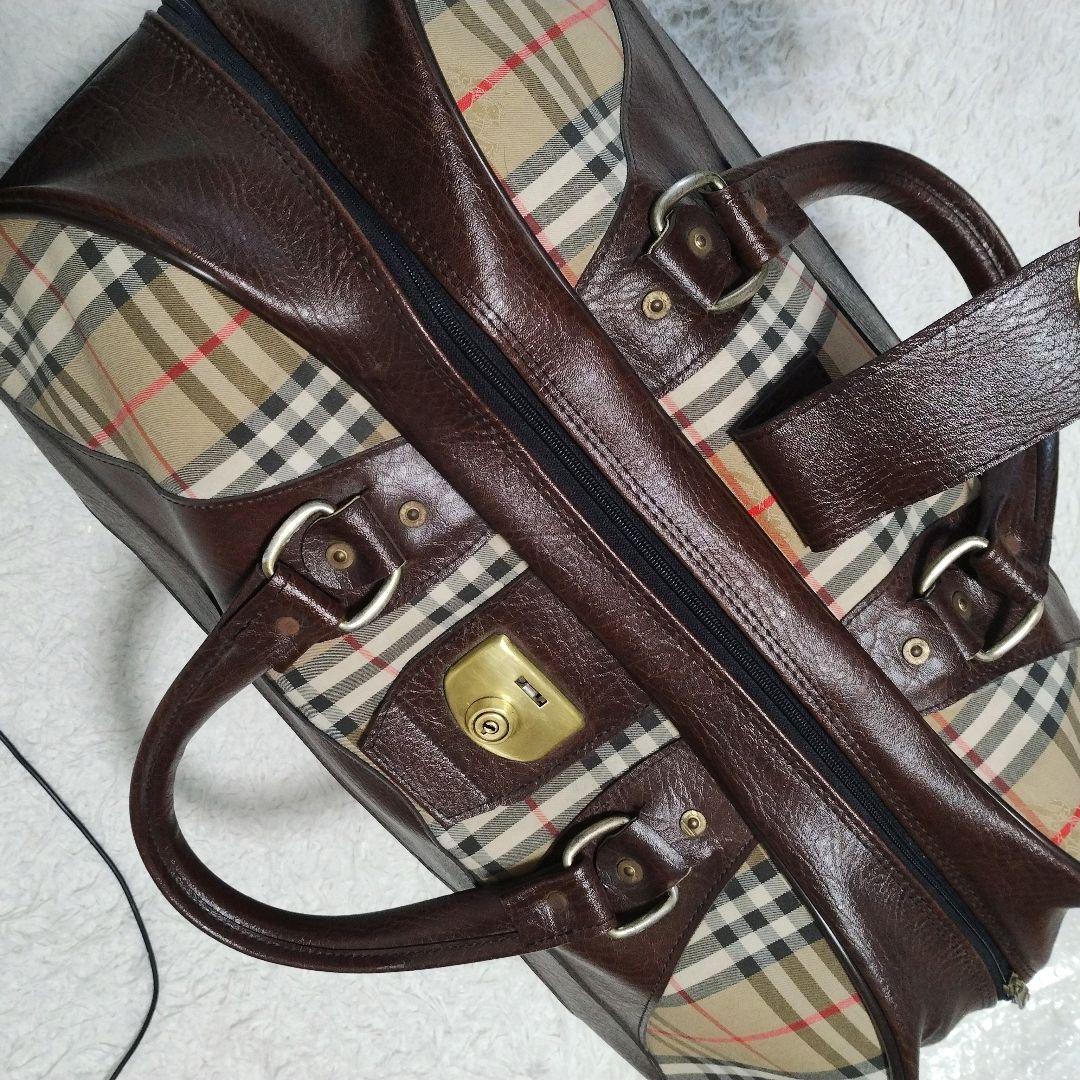大容量 バーバリー 旅行バッグ ボストンバッグ ノバチェック シャドーホース