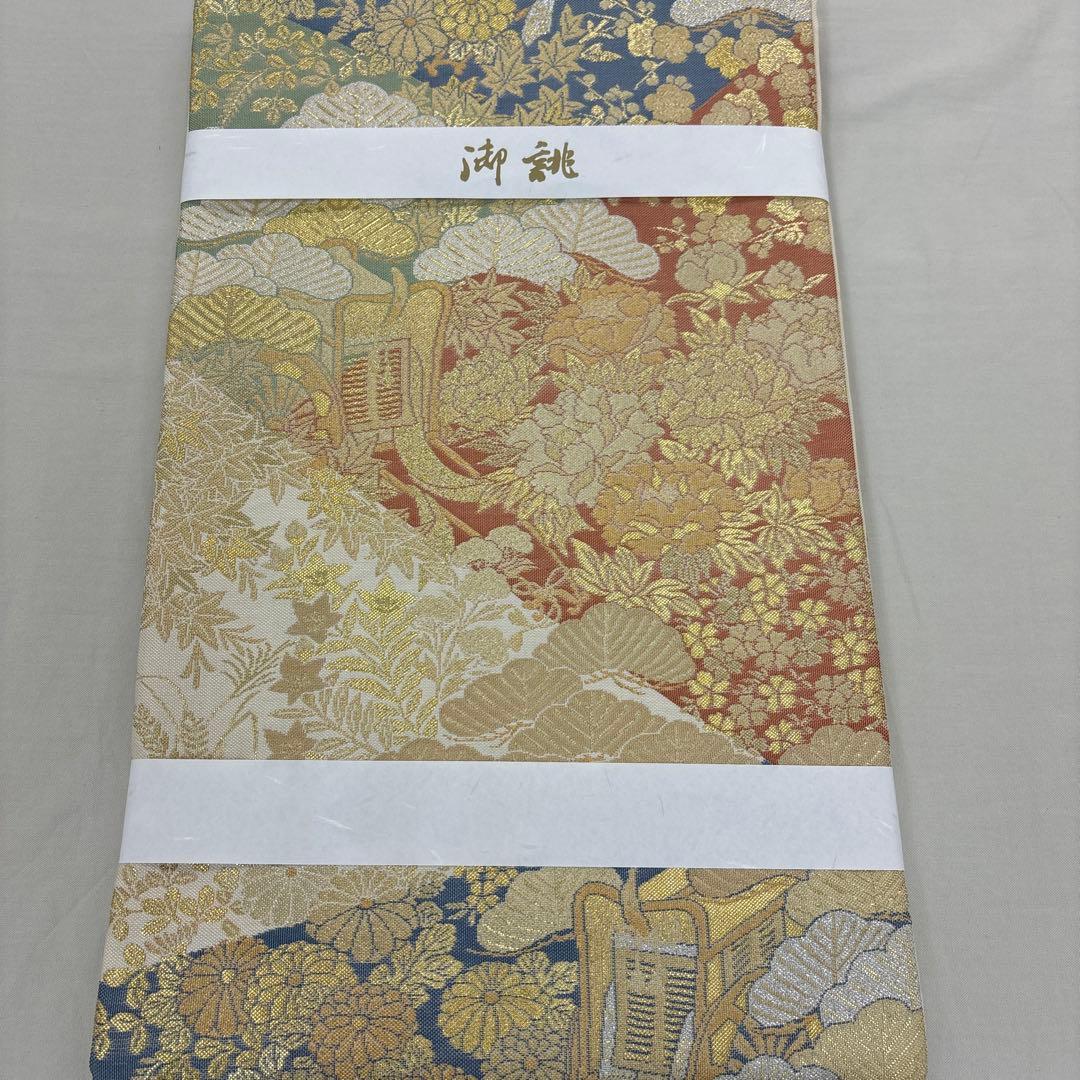 特選新品西陣名門藤織物正絹 正倉院庭園文錦織礼装袋帯（色留袖、訪問着、無地適品）