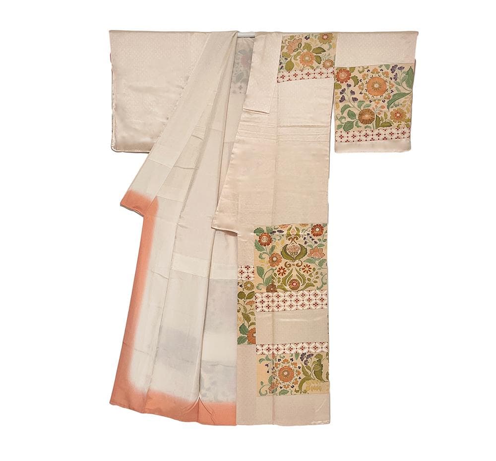 j*m様 志ま亀？ 訪問着 正絹 綸子 新古品 手描友禅 セミフォーマル №ym