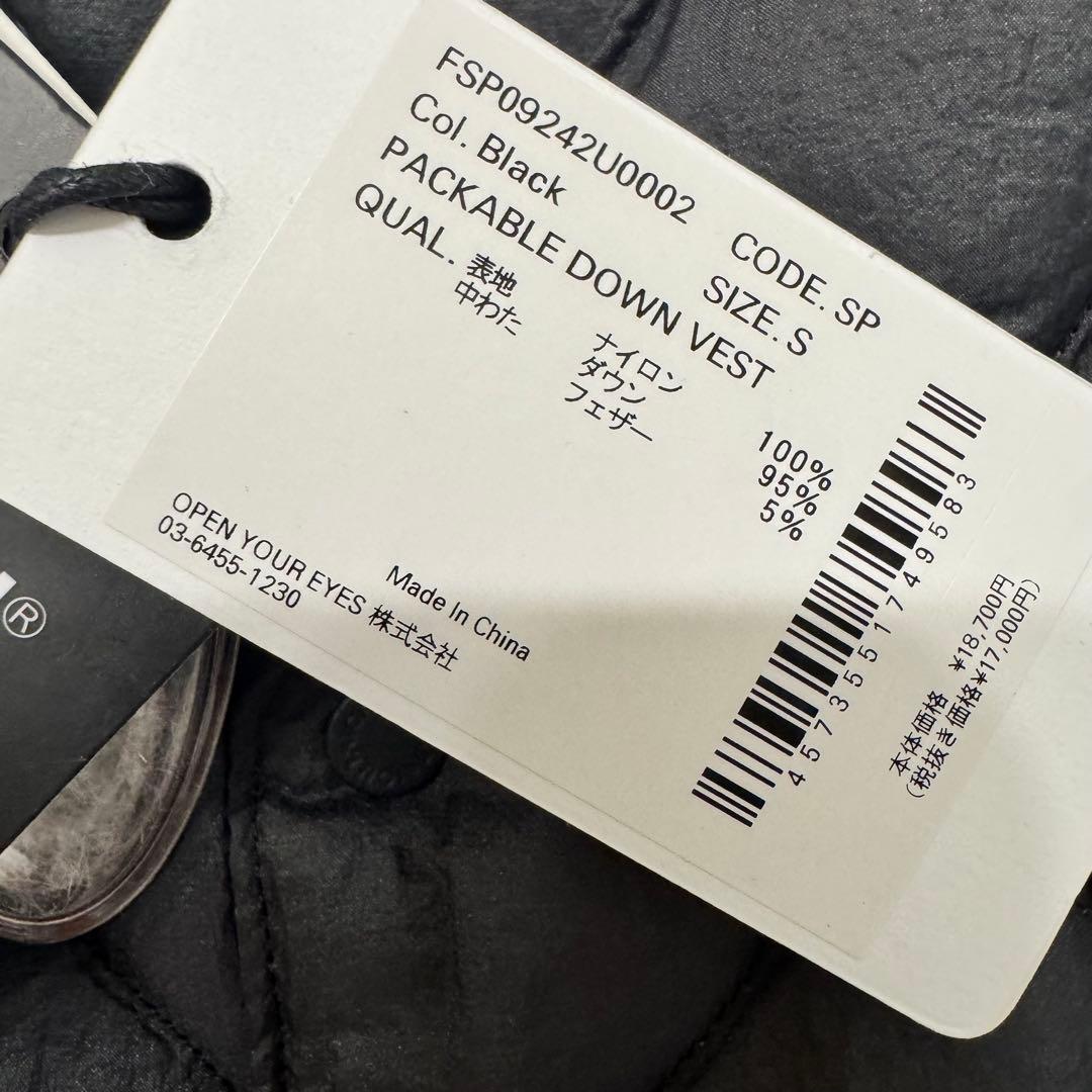 【新品】F/CE TAION コラボ PACKABLE ダウンベスト 黒 S