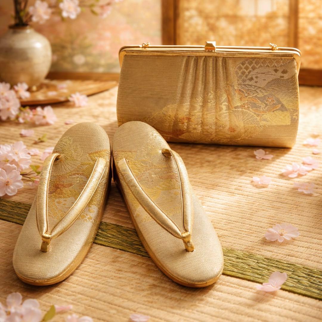 極美品✨和装　草履バッグセット　金糸豪華織物礼装用 Mサイズ フォーマル