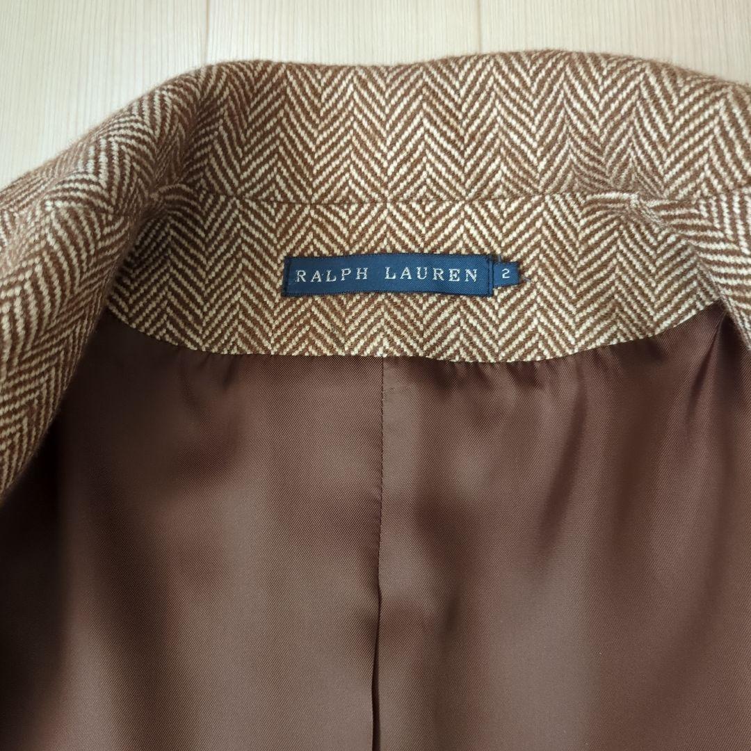 RALPHLAUREN ブラウン ヘリンボーン テーラードジャケットS