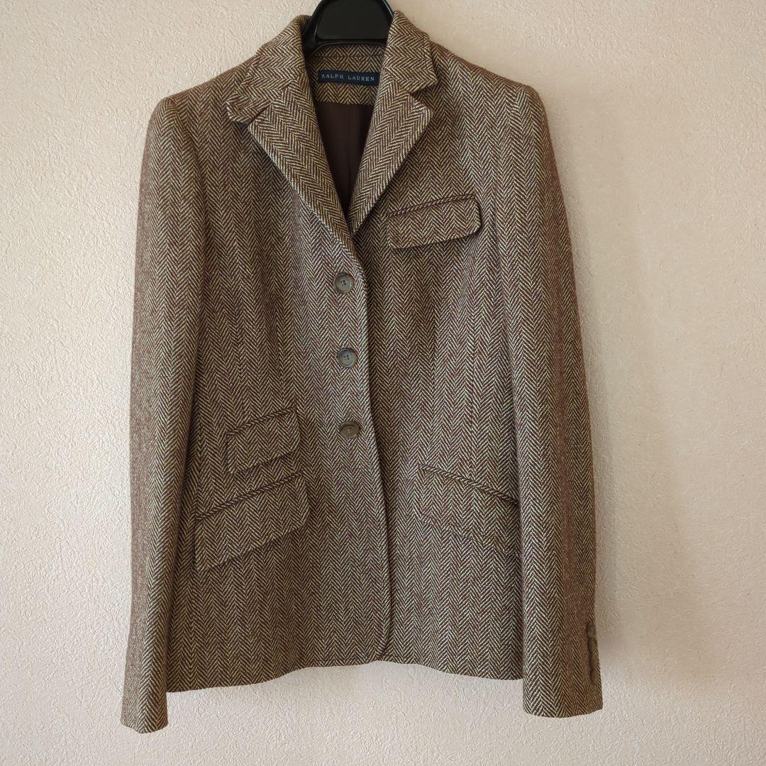 RALPHLAUREN ブラウン ヘリンボーン テーラードジャケットS
