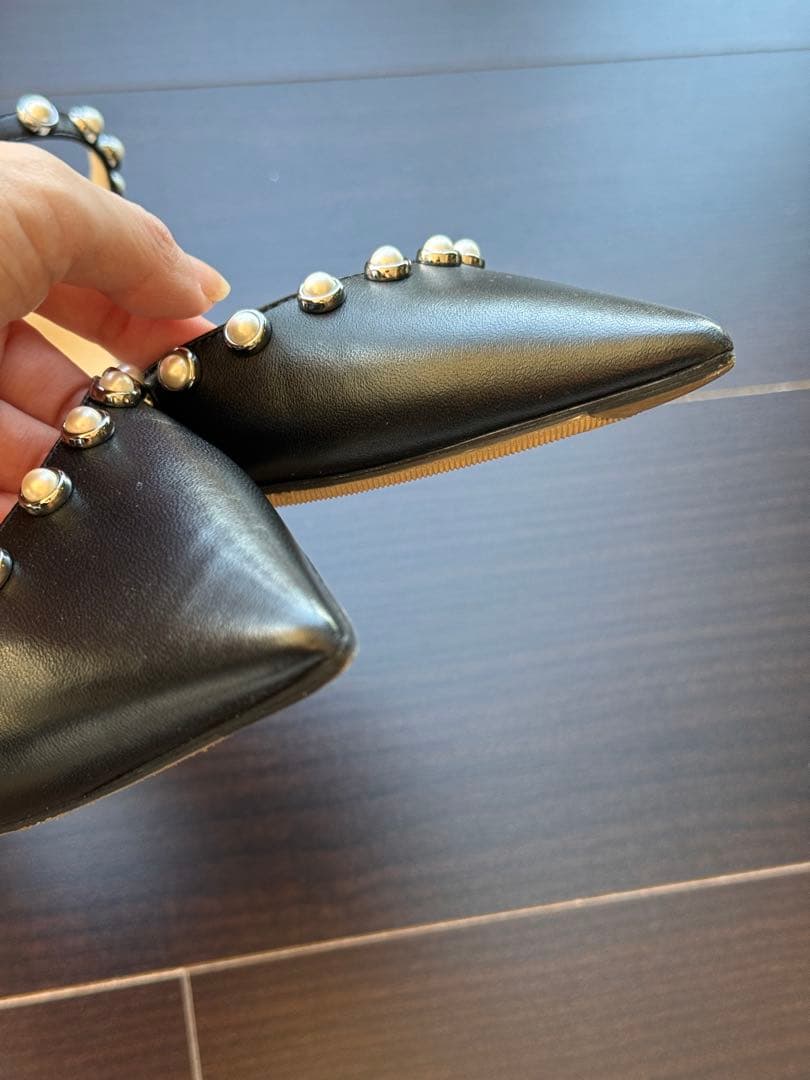 【美品】★JIMMY CHOO★ブラック パール★フラットシューズ 36