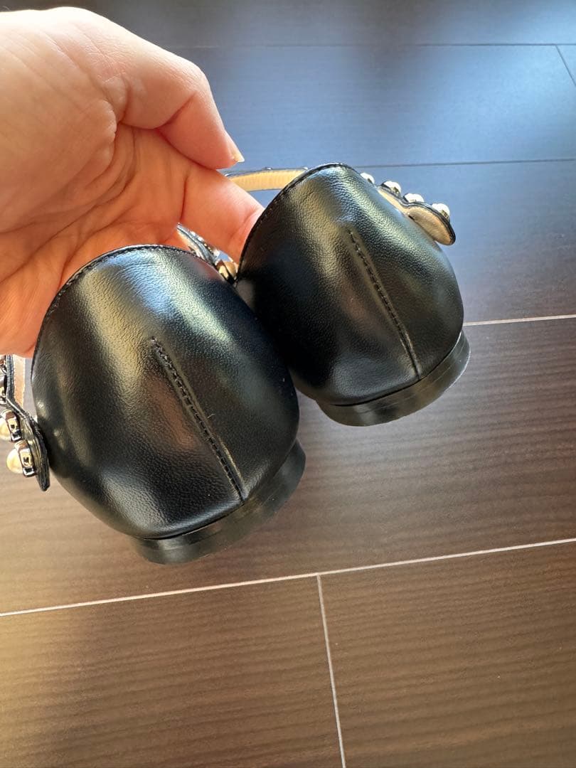 【美品】★JIMMY CHOO★ブラック パール★フラットシューズ 36