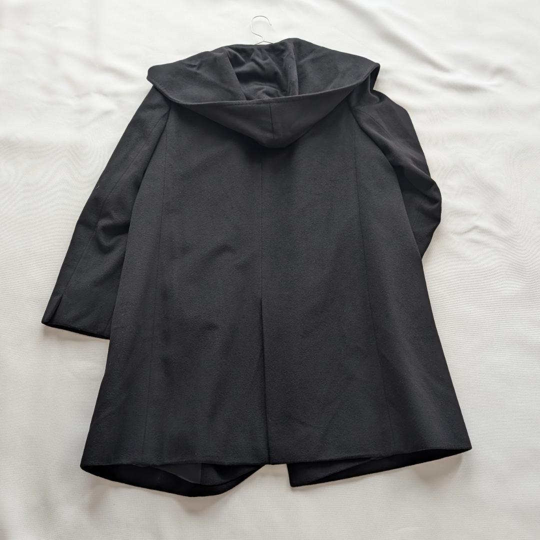 美品✨️23区 カシミヤ混 フーデットコート 大きいサイズ 44 ブラック