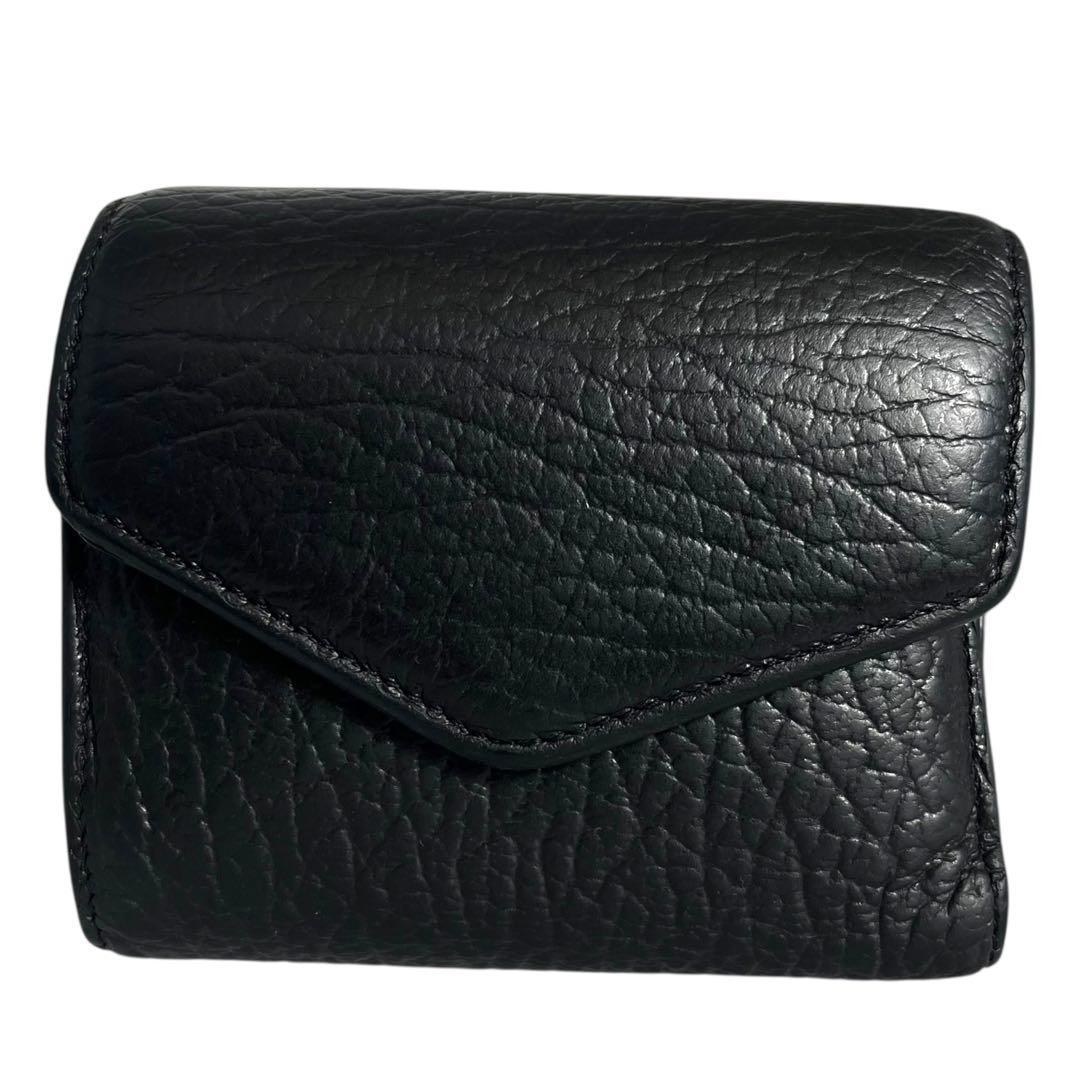 希少✨メゾンマルジェラ トリフォールドウォレット 4ステッチ レザー 黒