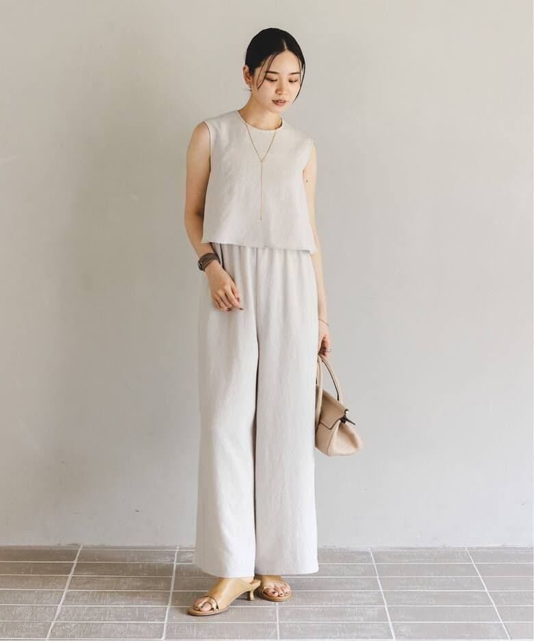 美品・25SS★Noble　ダブルクレープスリーブレスオールインワン　ノーブル