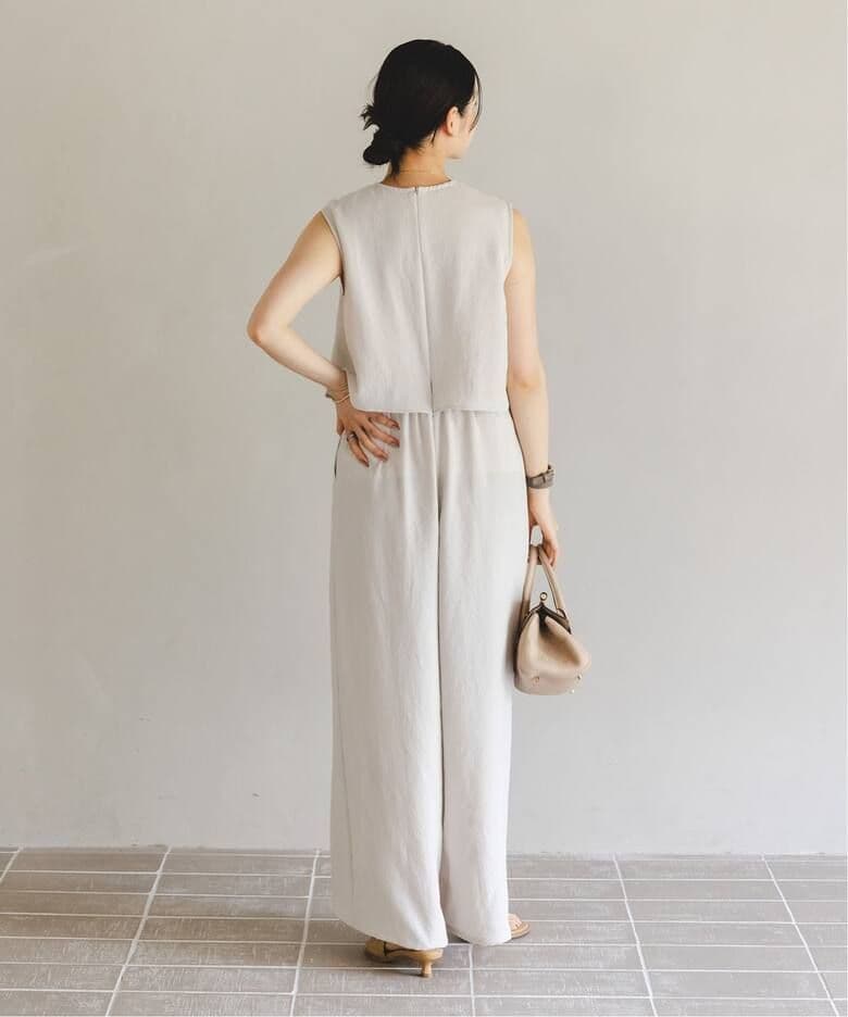 美品・25SS★Noble　ダブルクレープスリーブレスオールインワン　ノーブル