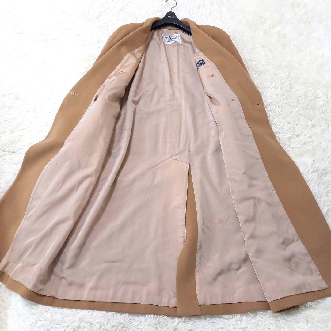 ●マキシ丈●　良品　Burberrys　ウール　カシミヤ　ダブルチェスターコート