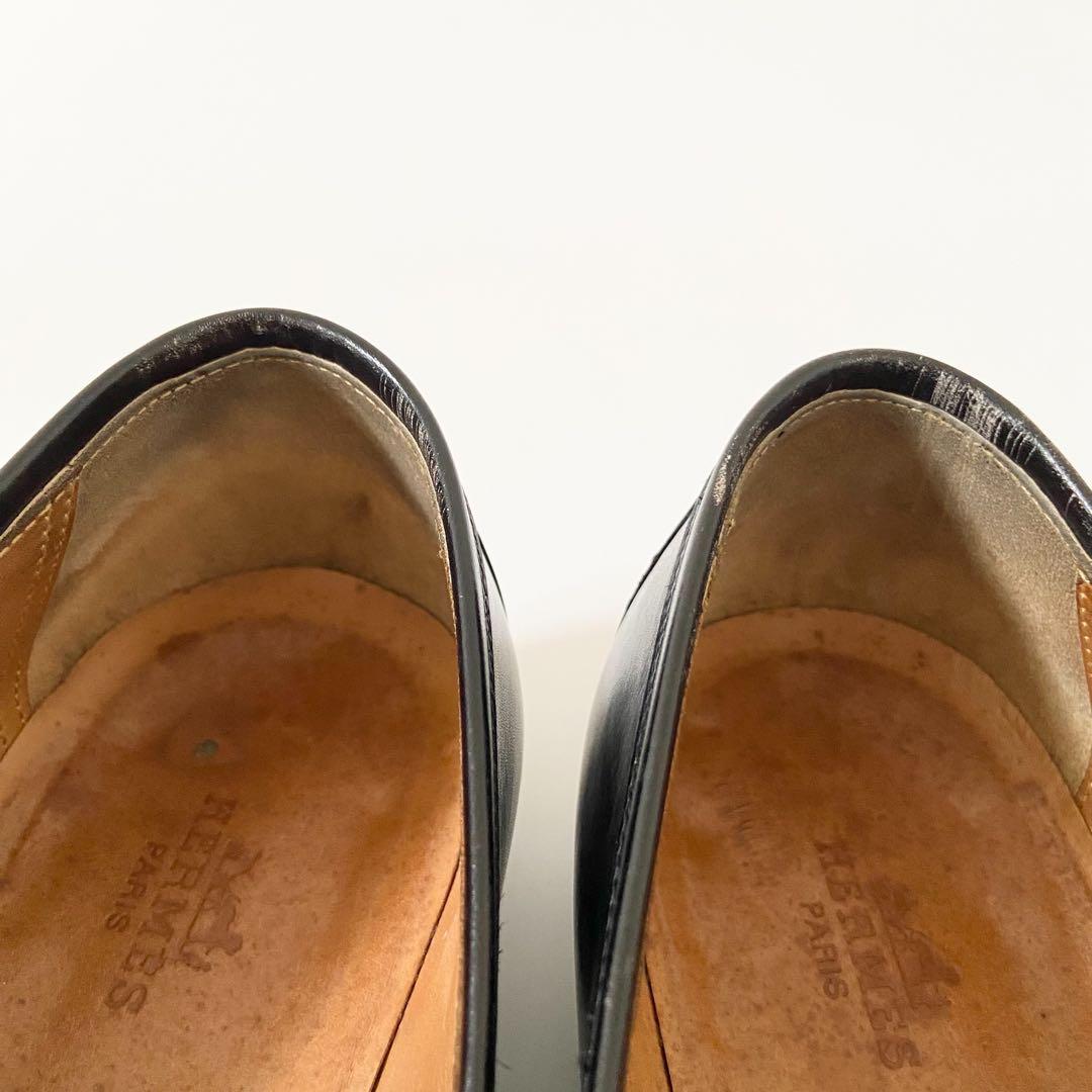エルメス　レザー　革靴　メンズ　ベルト　ローファー　Hバックル　ストラップ