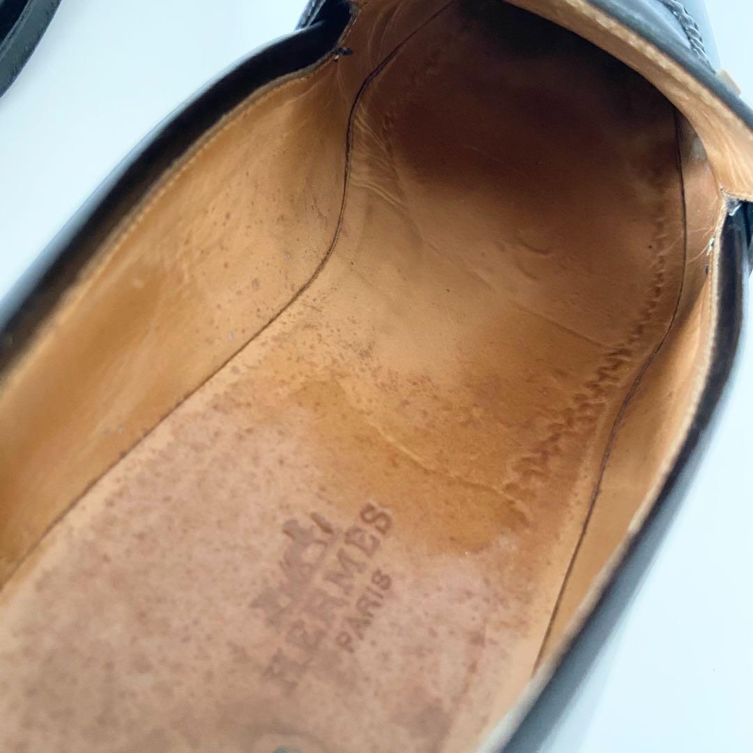 エルメス　レザー　革靴　メンズ　ベルト　ローファー　Hバックル　ストラップ