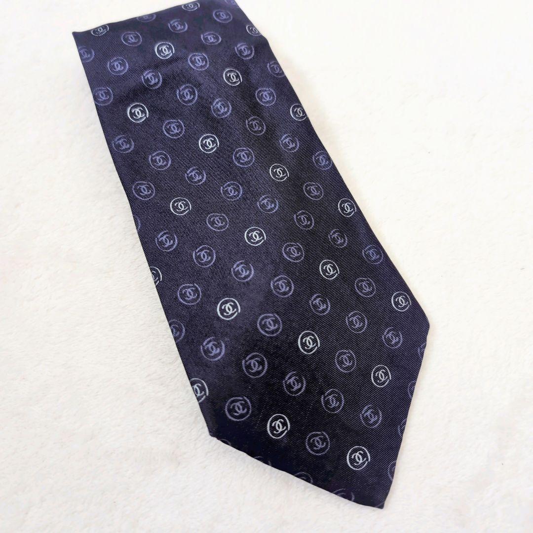 CHANEL シャネル ネクタイ ココマーク シルク ネイビー