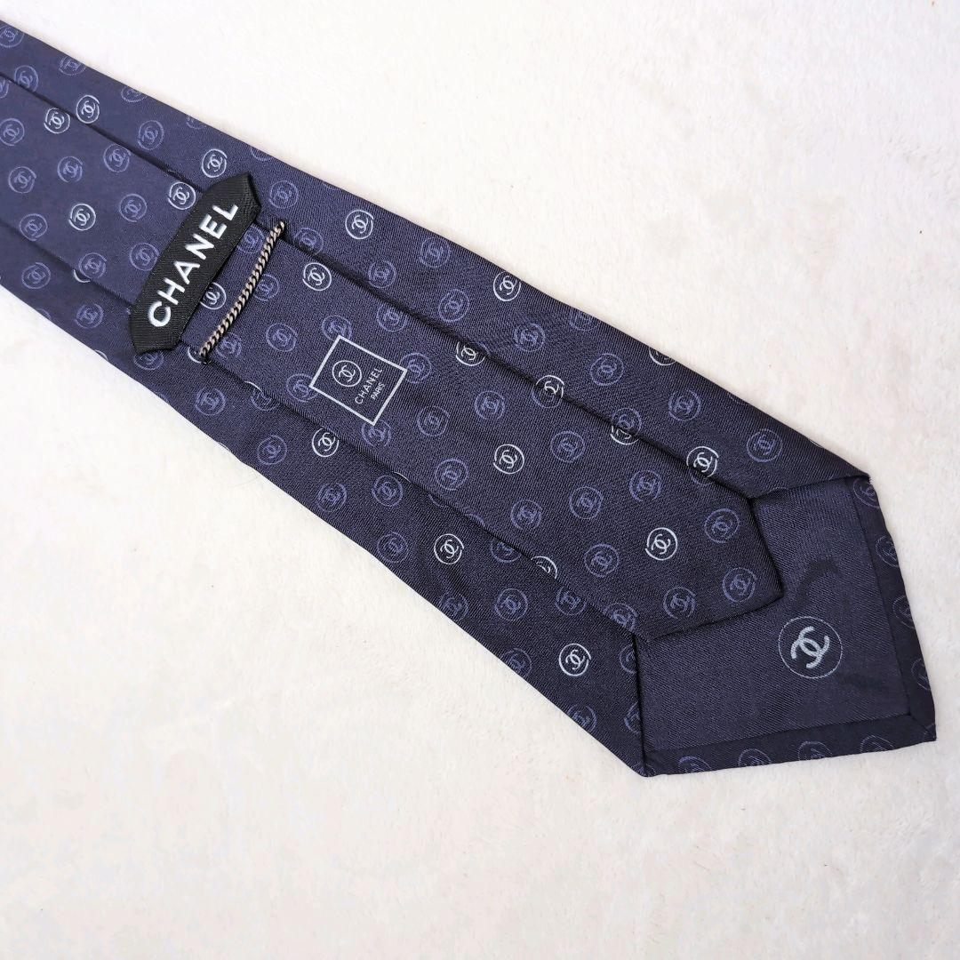 CHANEL シャネル ネクタイ ココマーク シルク ネイビー