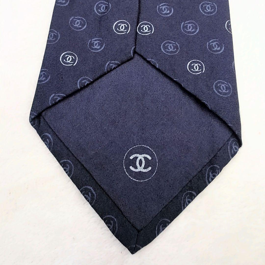 CHANEL シャネル ネクタイ ココマーク シルク ネイビー