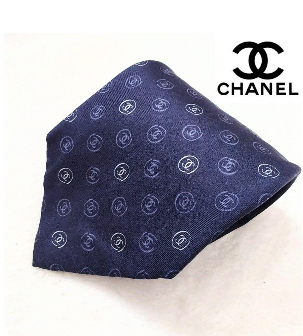 CHANEL シャネル ネクタイ ココマーク シルク ネイビー
