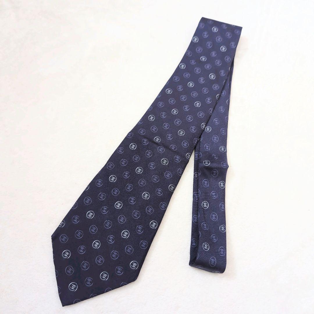 CHANEL シャネル ネクタイ ココマーク シルク ネイビー