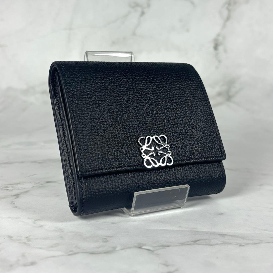 【美品】ロエベ 二つ折り財布 アナグラム コンパクト フラップウォレット
