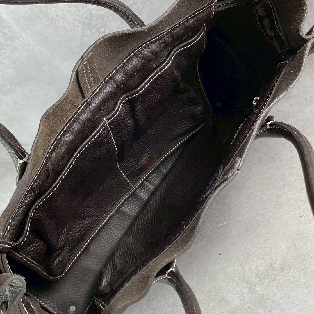 【美品 人気モデル】トッズ ハンド Dバッグ ロゴ レザー 本革 濃茶 金具