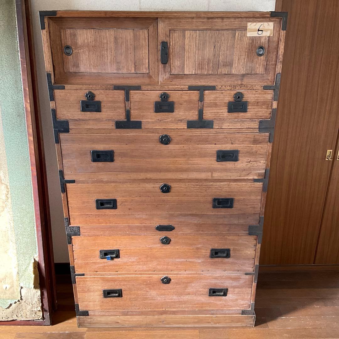 昭和家具　伝統的な和風木製タンス 6引き出し　⑥