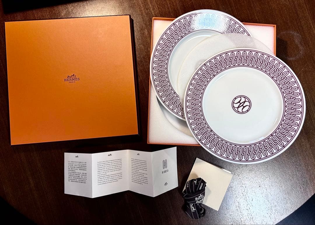 エルメス HERMÈS デザートプレート〈Hデコ〉レッド　ペア