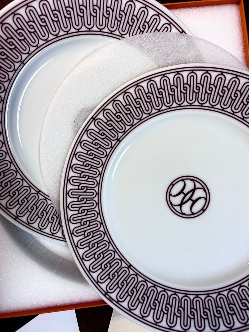 エルメス HERMÈS デザートプレート〈Hデコ〉レッド　ペア