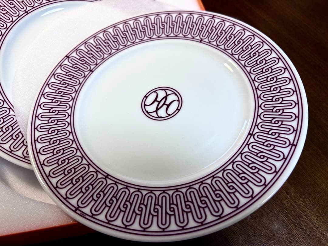 エルメス HERMÈS デザートプレート〈Hデコ〉レッド　ペア