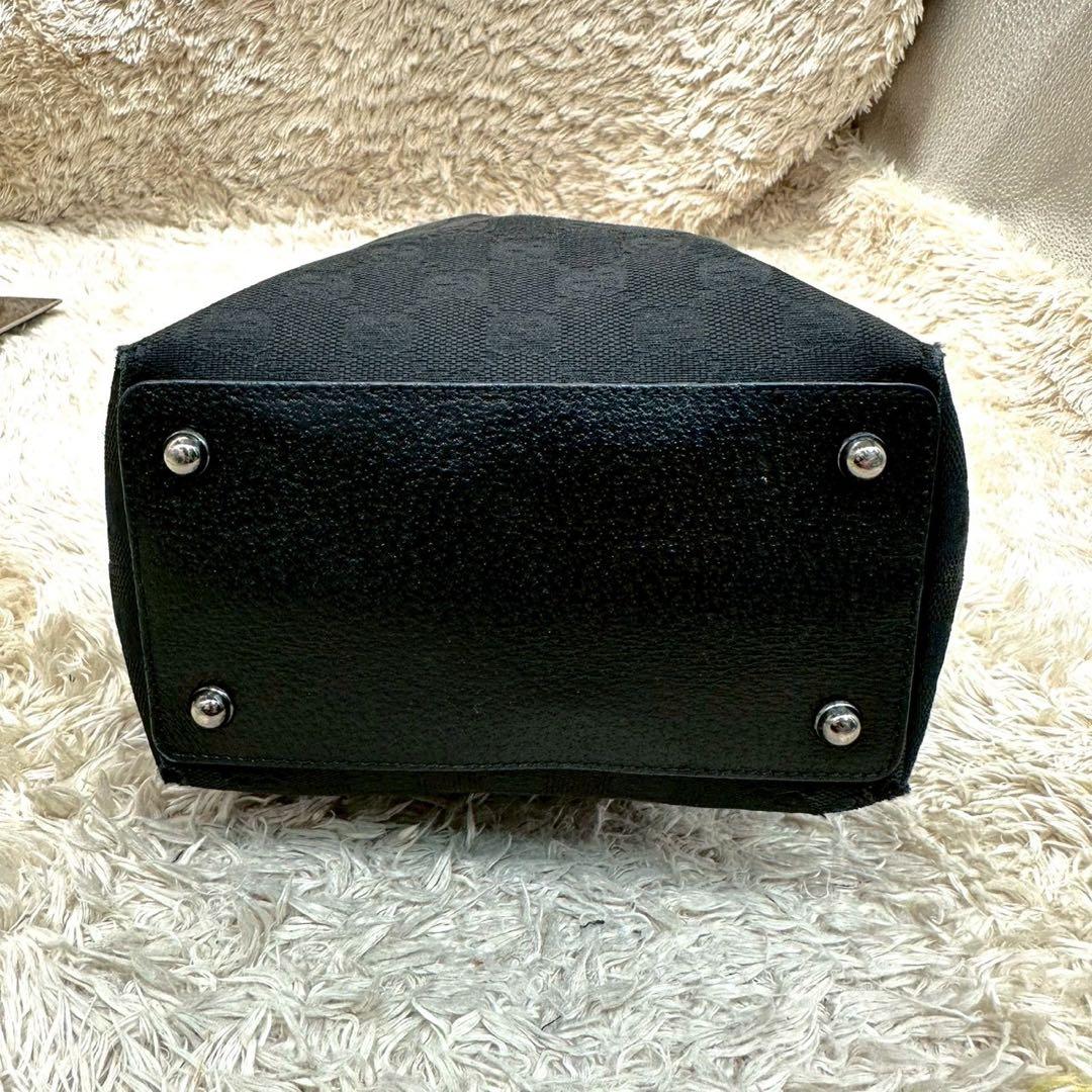 【美品】グッチ トートバッグ ブラック GG柄 キャンバス ユニセックス