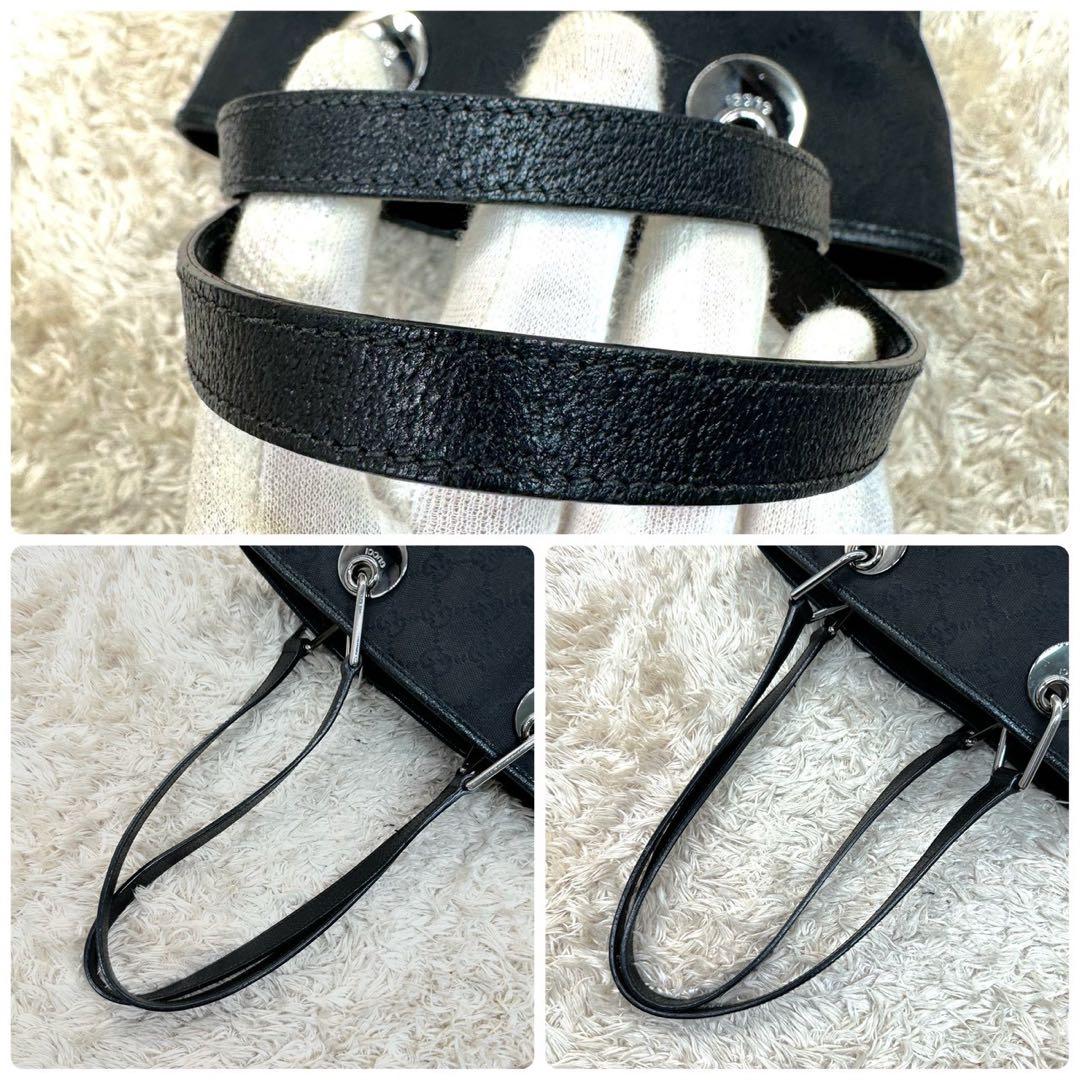 【美品】グッチ トートバッグ ブラック GG柄 キャンバス ユニセックス